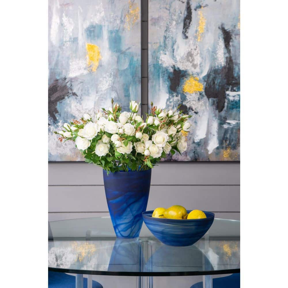 Large Blue Handcrafted Glass Decorative Vase