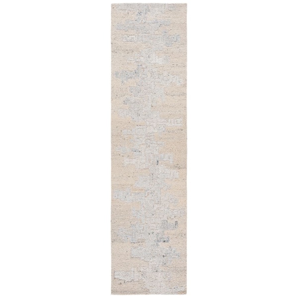Harvest 2 ft. x 9 ft. Beige/Gray Abstract Geometric Runner Rug