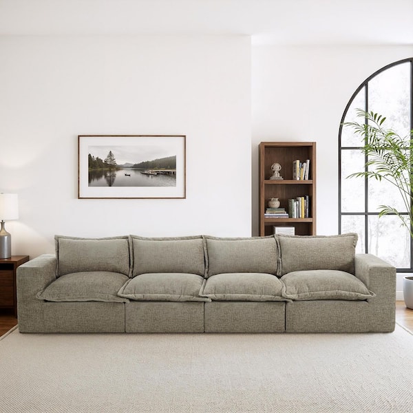 ゆゆ Uixe 147.9 in. Square Arm 4-piece Chenille Rectangle Sectional