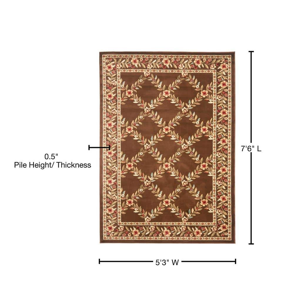 Brown Floral Trellis 12' x 15' Synthetic Area Rug