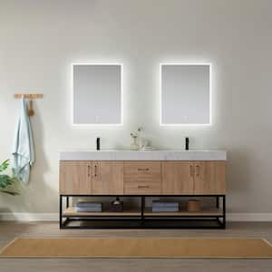 Alistair 72 in. W x 22 in. D x 33.9 in. H Bath Vanity in Oak with White Stone Vanity Top with Basin