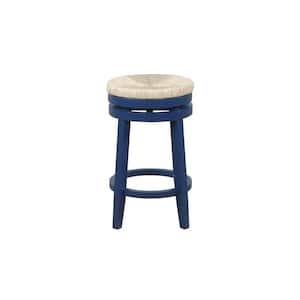 Mesquite Navy Blue 25 in. Swivel Bar Stool with Seagrass Seat