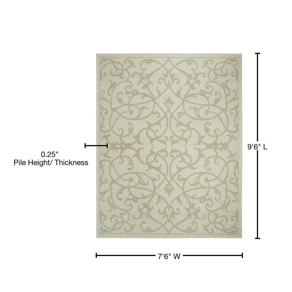Sage Hand-Tufted Wool Rectangular Area Rug 7'6" x 9'6"