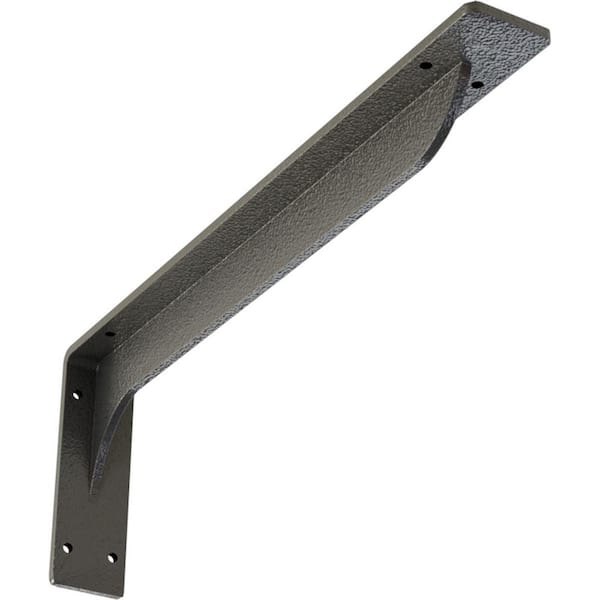 Ekena Millwork 2 in. W x 6-1/2 in. H x 18 in. D Hammered Gray Embrey Steel Bracket