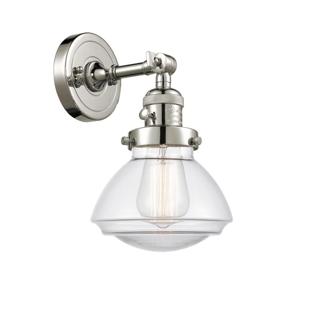 Olean 1-Light Polished Nickel, Clear Wall Sconce with Clear Glass Shade price history on PriceWatchPro