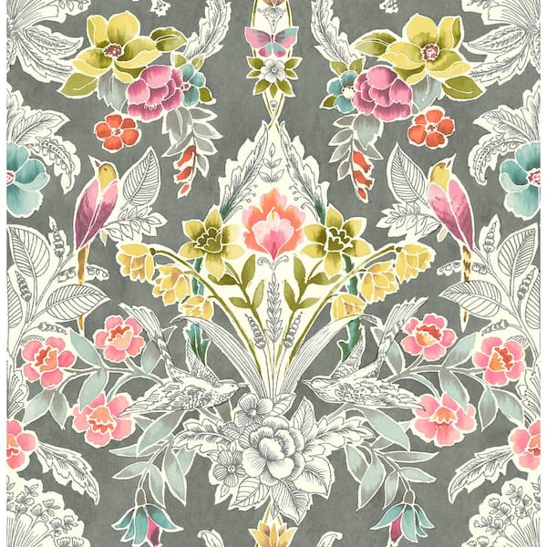 NuWallpaper Grey Summer Love Peel and Stick Wallpaper Sample
