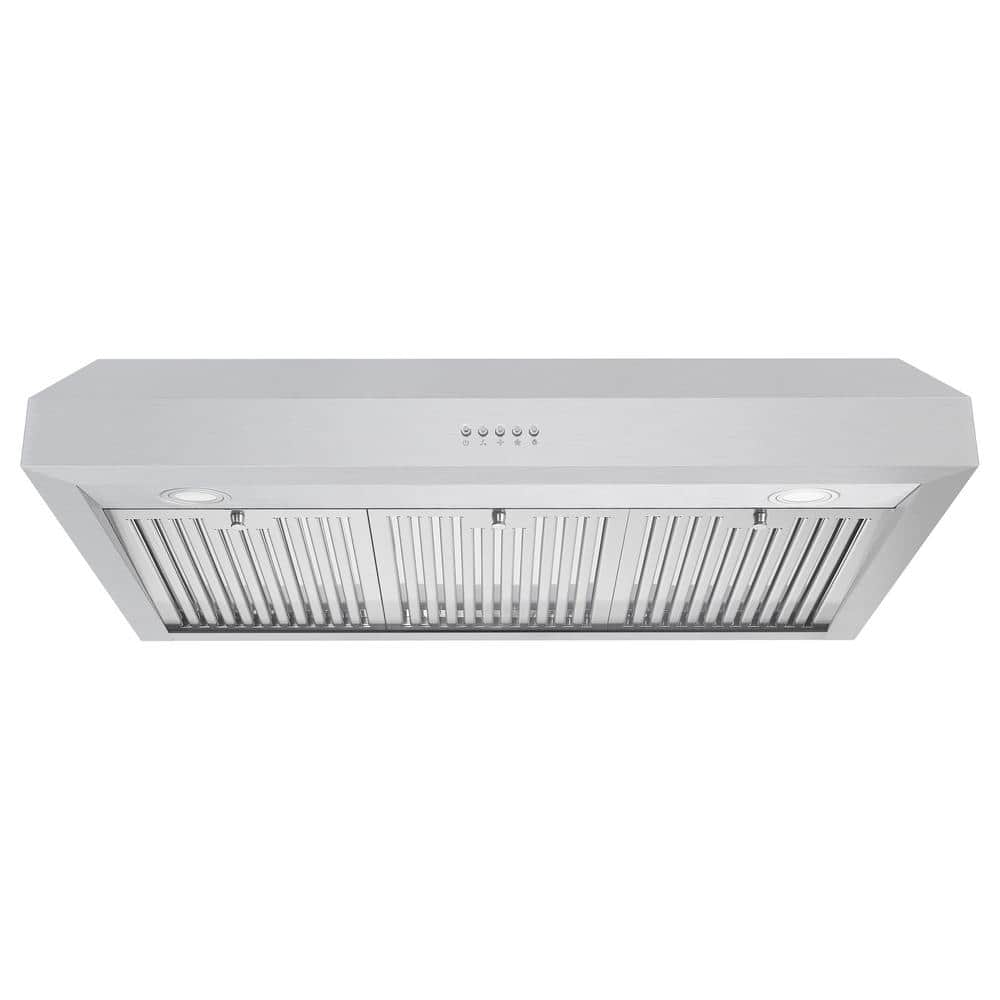 Cosmo 36 in. Ducted Under Cabinet Range Hood in Stainless Steel with LED Lighting and Push Button Controls, Stainless Steel with Push Buttons