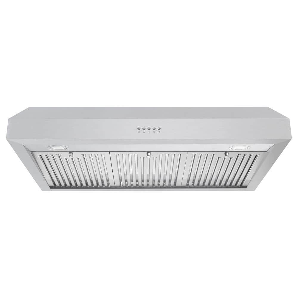 36 in. Ducted Under Cabinet Range Hood in Stainless Steel with LED Lighting and Push Button Controls