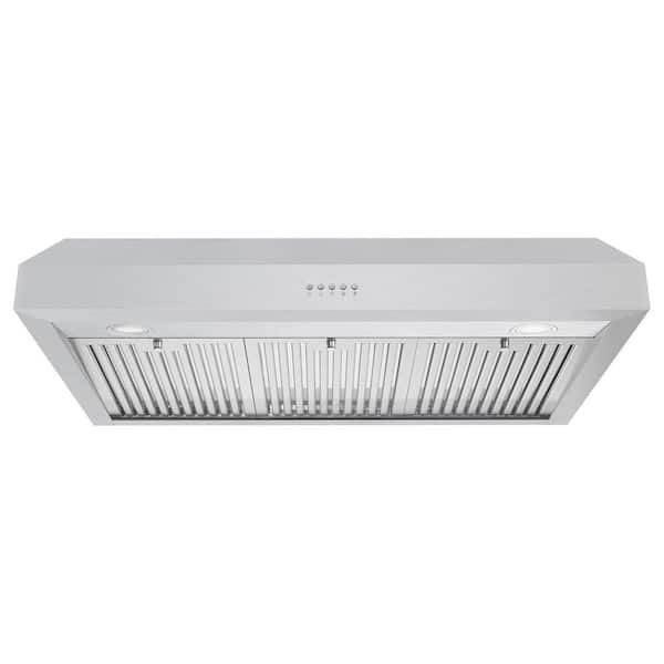 Cosmo 36 in. Ducted Under Cabinet Range Hood in Stainless Steel with LED Lighting and Push Button Controls