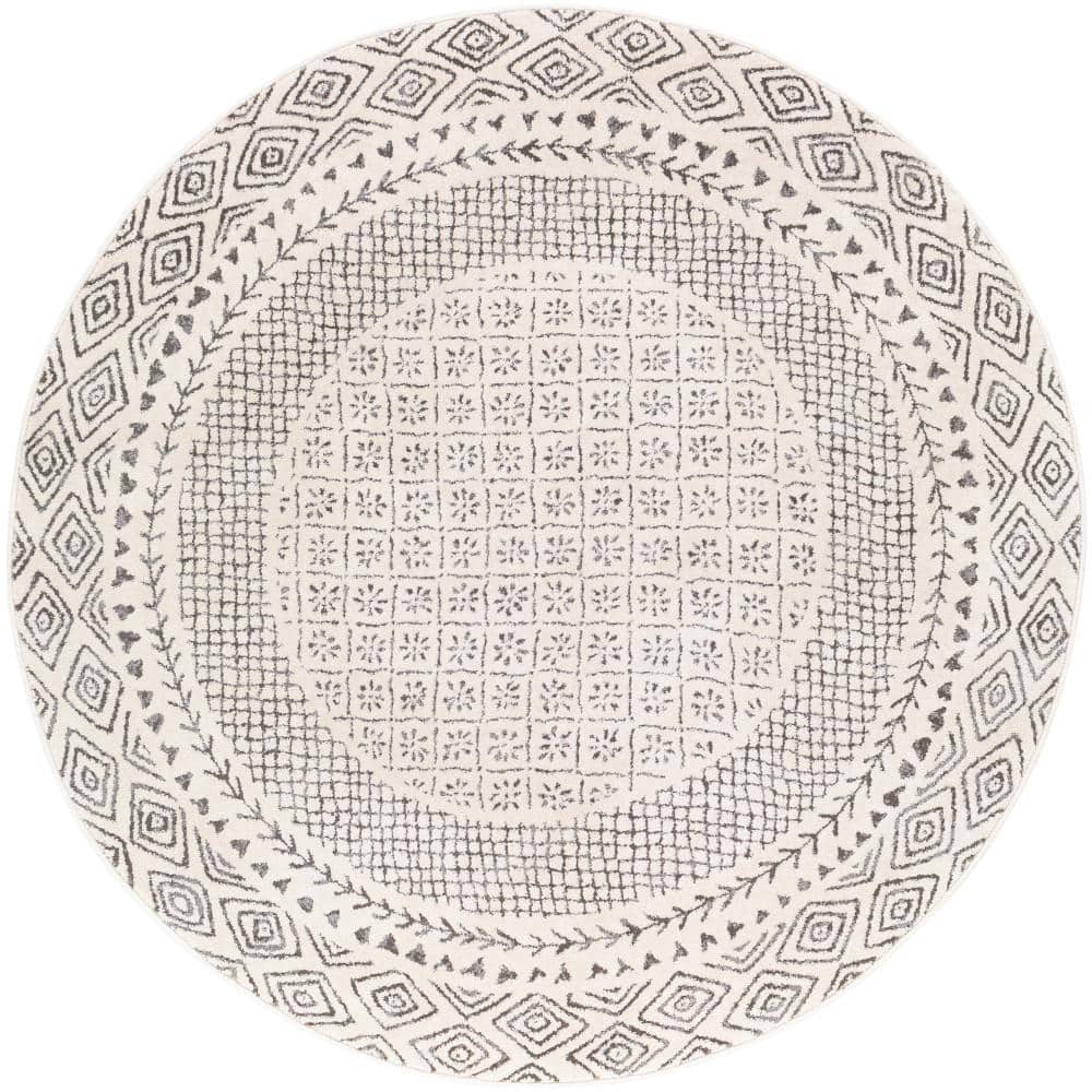Lucilla Medium Grey 5 ft. 3 in. Round Area Rug price history on PriceWatchPro