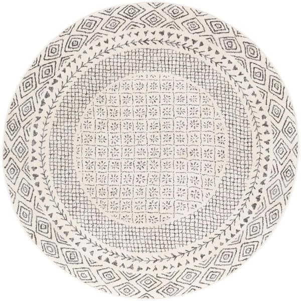 Livabliss Lucilla Medium Grey 5 ft. 3 in. Round Area Rug