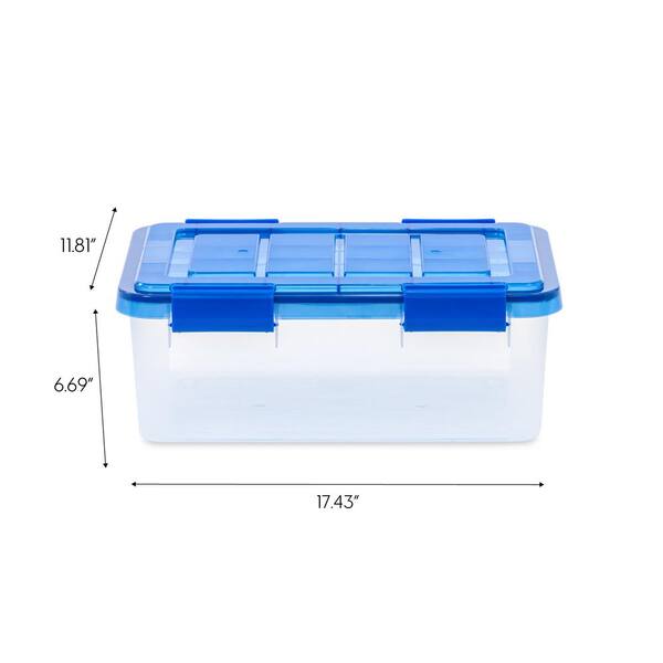 IRIS USA, 17.1 Quart Plastic Clear/Blue Storage Gasket Box Container with  Latching Buckle [ Pack of 6 ] 