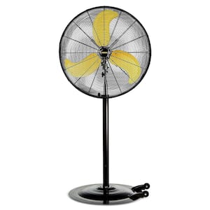 30 in. Portable Heavy-Duty High-Speed Floor-Standing Oscillating Fan in Yellow with Powerful 1/3 Motor Wheels, Low Noise