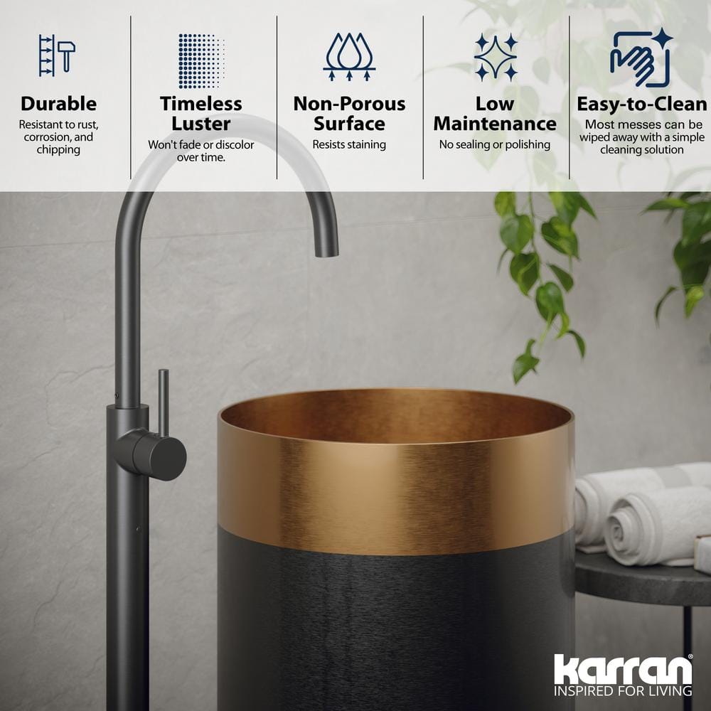 Cinox 15'' Copper and Gray Stainless Steel Pedestal Sink