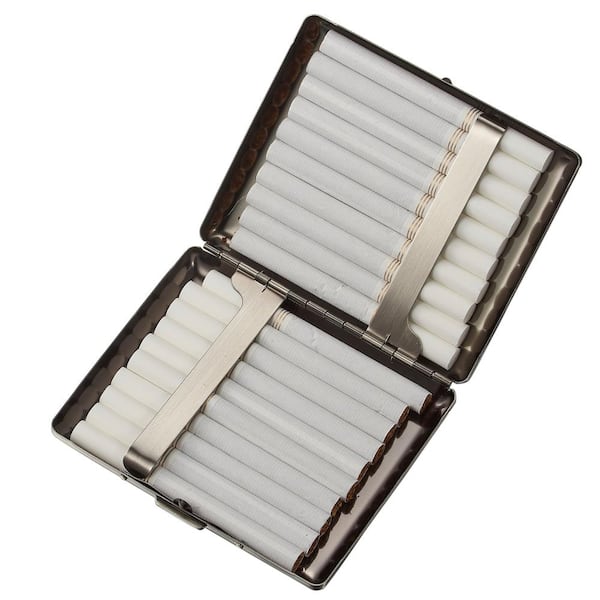 Visol Mercury Stainless Steel Double Sided Twenty Cigarette Pocket Case - Gunmetal - VCM528