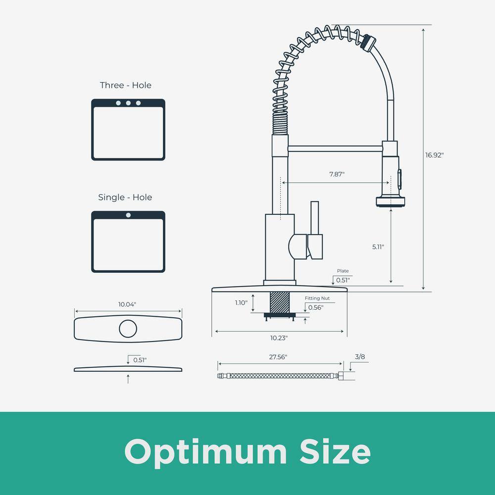 Matte Black Stainless Steel Pull Down Kitchen Faucet with Deck Plate