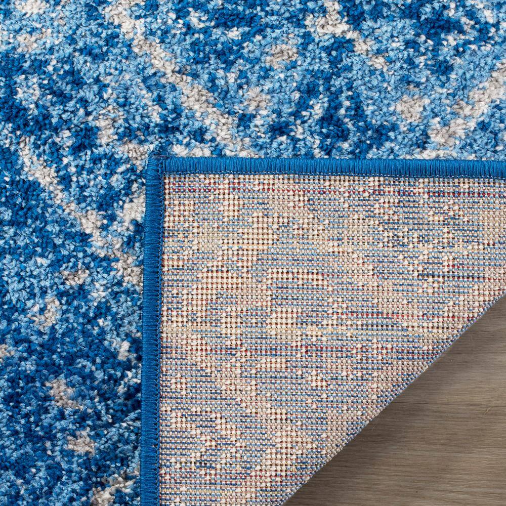 Silver and Blue Synthetic Reversible Runner Rug