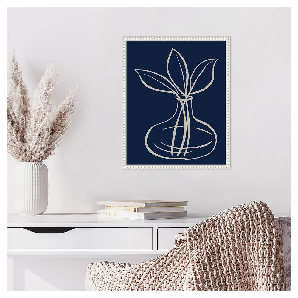 Navy and White Canvas Art with Sylvie Beaded Frame, 16 x 20 in.