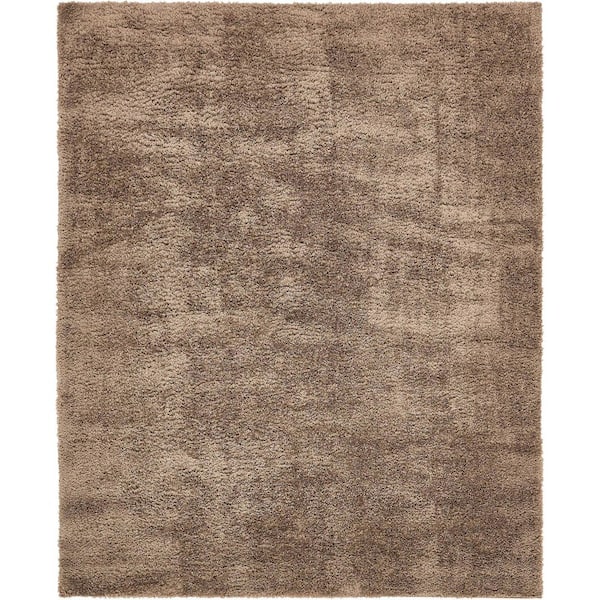 Unique Loom Studio Solid Shag Brown 8' 0 x 10' 0 Area Rug