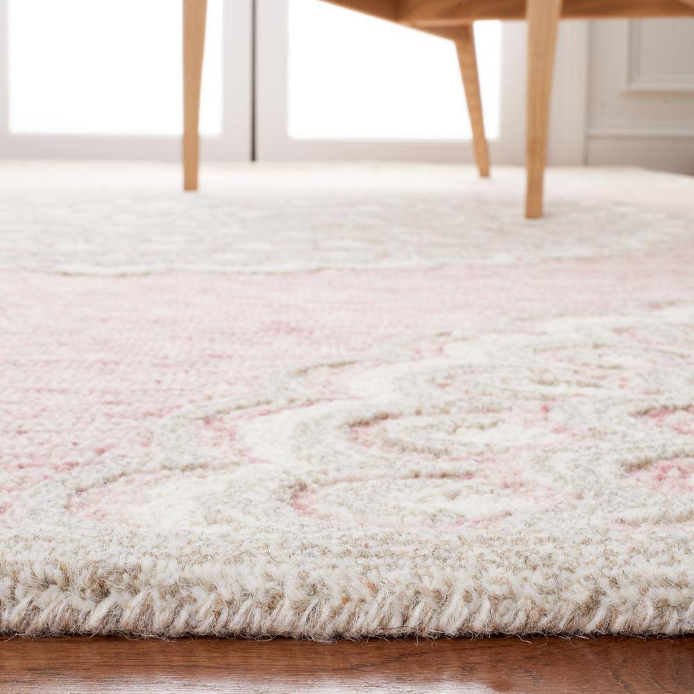 Ivory Floral Hand-Tufted Wool Rug 4' x 6' - Non-Slip Rectangular Design