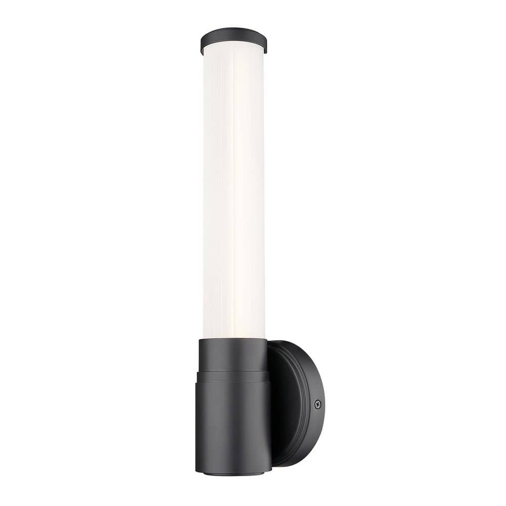 Warwick 16.5 in. Matte Black Integrated LED 1 Light Wall Sconce with Opal W