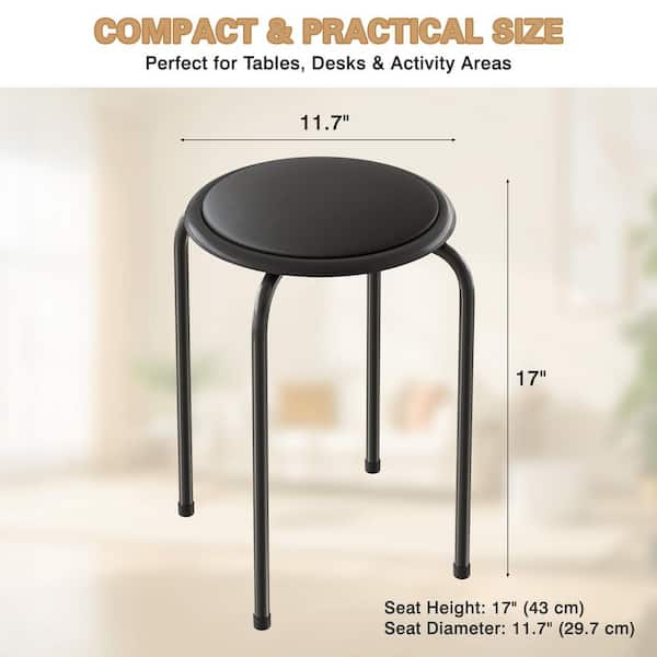 VECELO Stackable Stools Set of 6, 17 in. Metal Padded Counter