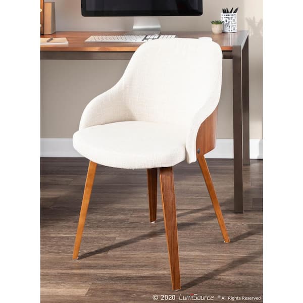 Bacci Mid-Century Modern Walnut and Cream Fabric Dining/Accent Chair in Wood
