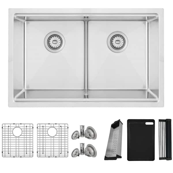 Dual Mount 30 inch Stainless Steel Double Bowl Workstation Kitchen Sink with Accessories