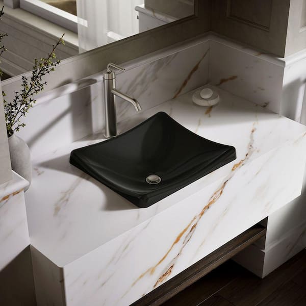 KOHLER DemiLav 18.3 in. x 15.63 in. Vessel Bathroom Sink in Black Black Cast Iron