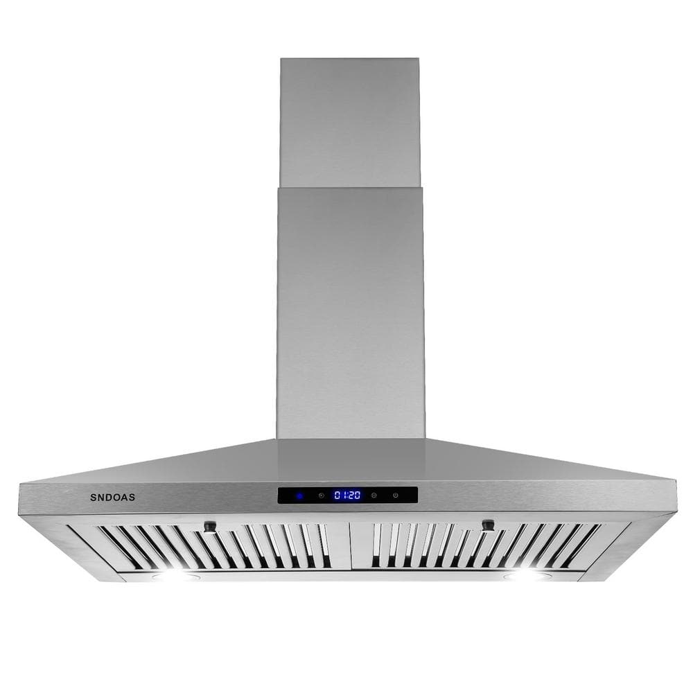 SNDOAS 30 in. 350 CFM Ducted Wall Mount Stainless Steel Kitchen Range Hood in Sliver with Touch Panel