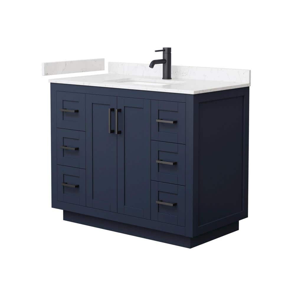 Miranda 42" Dark Blue Freestanding Bathroom Vanity with Marble Top
