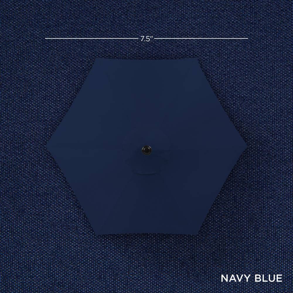 7.5ft Navy Blue Steel Outdoor Market Patio Umbrella