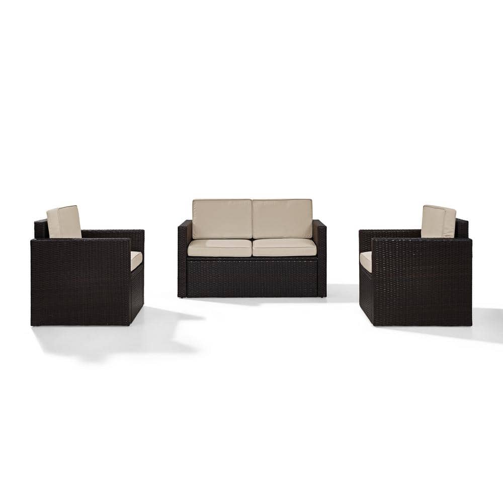 Mahogany and Sand 4-Person Outdoor Wicker Sofa Set