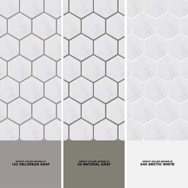 Whisper Valley White 11 in. x 12.625 in. Hexagon Matte Porcelain Wall and Floor Mosaic Tile (14.46 sq. ft./Case)
