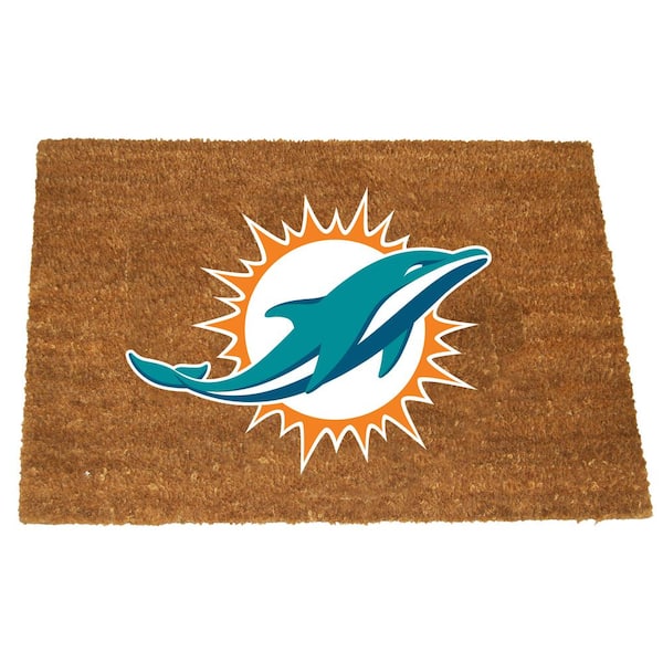 The Memory Company Miami Dolphins 19.5 in. x 29.5 in. Coir Fiber Colored Logo Door Mat