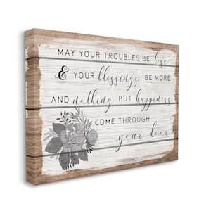 "Charming Troubles Be Less Phrase Detail" by Daphne Polselli Unframed Typography Canvas Wall Art Print 36 in. x 48 in.