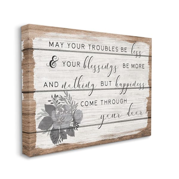 Stupell Industries "Charming Troubles Be Less Floral Detail" by Daphne Polselli Unframed Typography Canvas Wall Art Print 30 in. x 40 in.