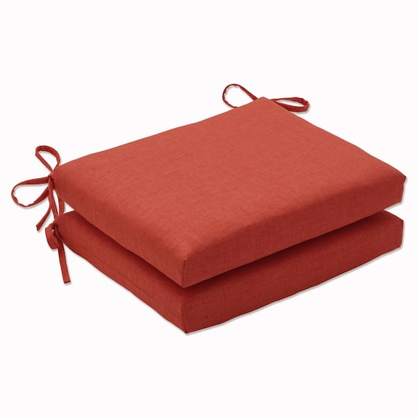 Pillow Perfect Solid 18.5 in. x 16 in. Outdoor Dining Chair Cushion in Orange (Set of 2)