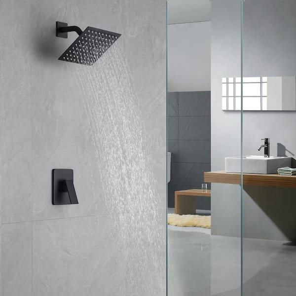 Modern 1-Handle 1-Spray Shower Faucet 1.8 GPM with Corrosion Resistant in Matte Black (Valve Included)