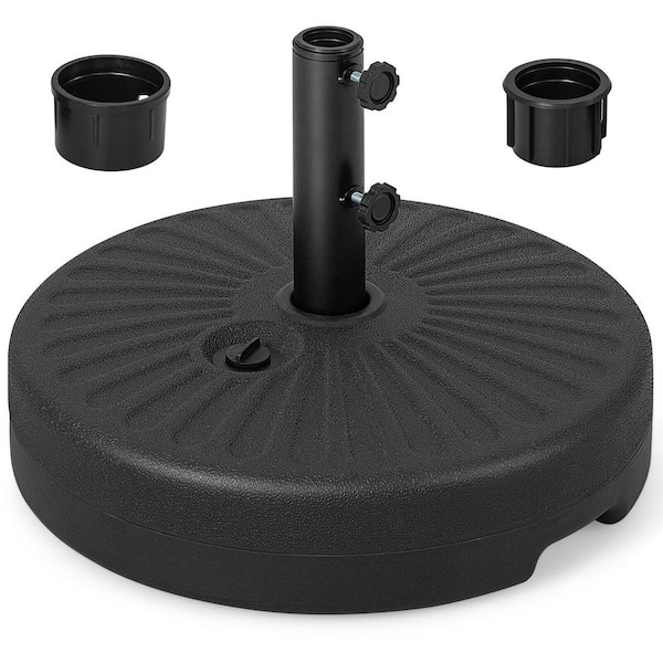 Gymax 5 lb. 19.5 in.  Fillable Round Patio Umbrella Base Stand Holder Heavy-Duty Pole 1.5 in./1.9 in. Black