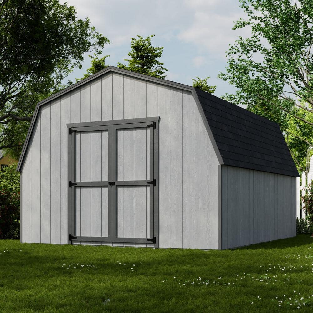 12x14 Red Wooden Gambrel Barn Storage Shed Kit