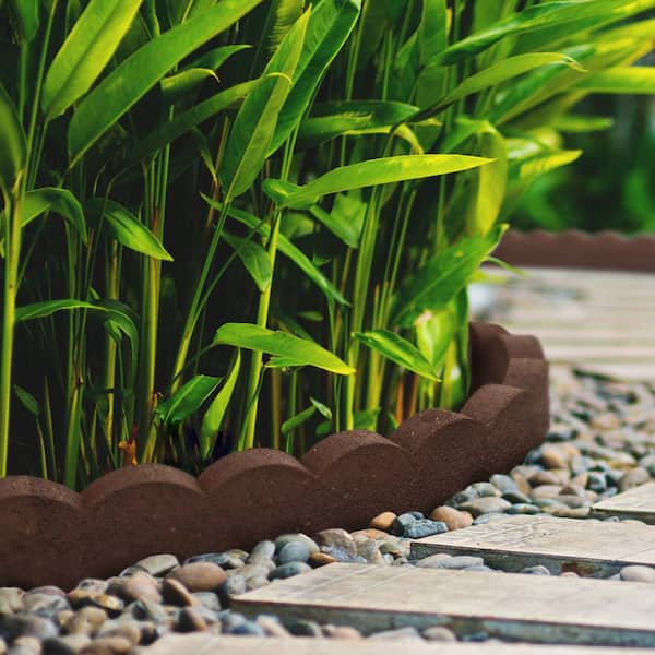 Multy Home 47 in. x 2 in. x 4 in. Earth Scalloped Rubber Garden Edging (Pack of 2) Multy Home 47 in. x 2 in. x 4 in. Earth Scalloped Rubber Garden Edging (Pack of 2)