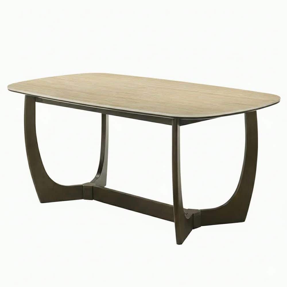 Shay Walnut Ceramic 71 in. Double Pedestal Dining Table Seats 6