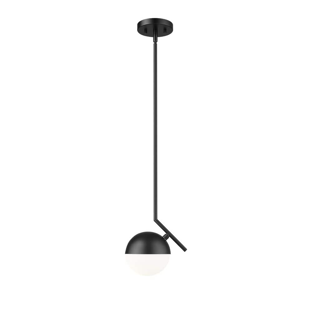 Realm Sphere 8.5 in. Matte Black 1 Light Pendant with Matte Opal Glass Shad