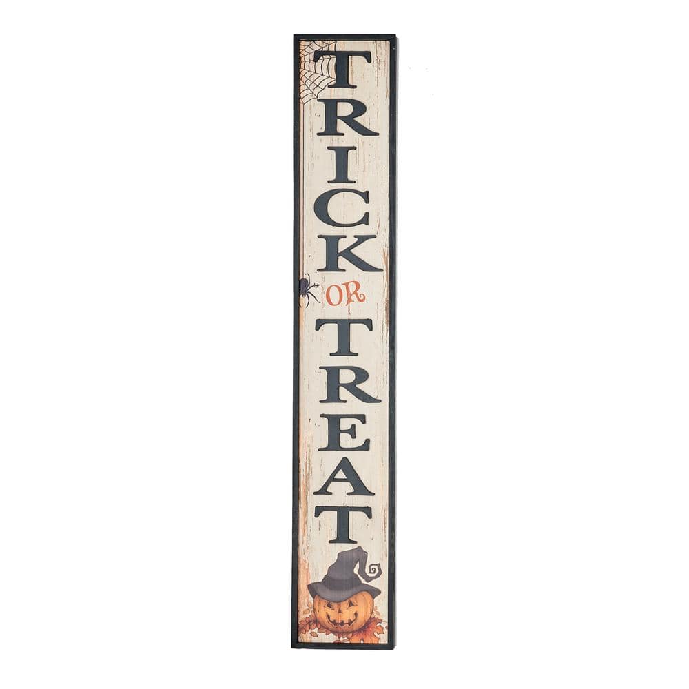 47 in. Trick or Treat Halloween Wood Sign (Set of 2)