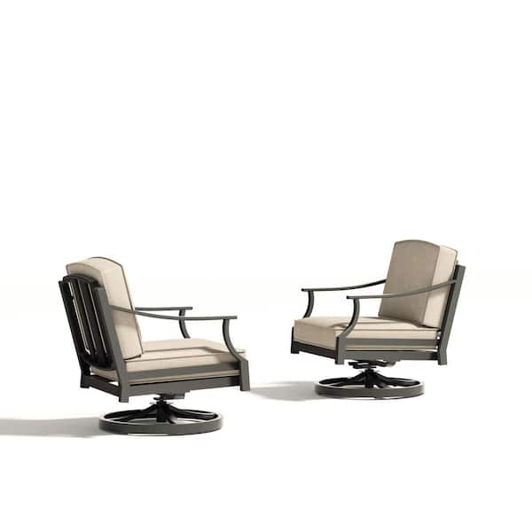 Tamarin Aluminum Outdoor Swivel Lounge Chair with Echo Dune Sunbrella Cushion (2-Pack)