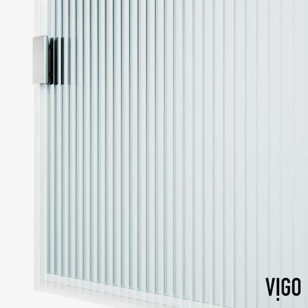 Arden 34 in. W x 78 in. H Frameless Fixed Shower Screen in Chrome with 3/8 in. (10mm) Fluted Glass