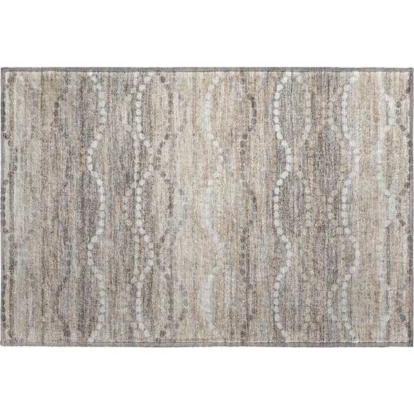 Mayfield Premium Machine Washable Abstract AMF2030 Beige 2 ft. x 3 ft. Accent Rug