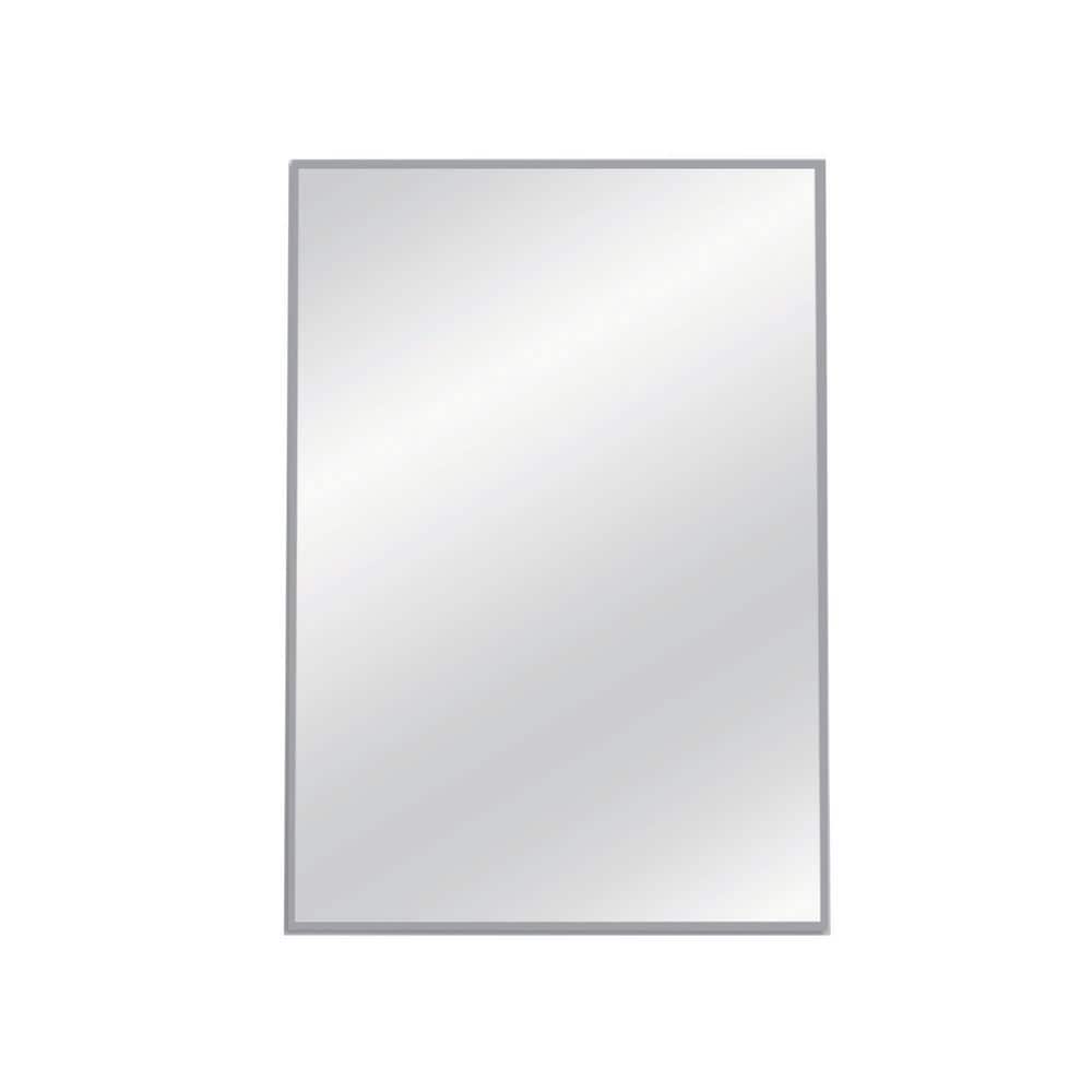 Silver 26 in. W x 38 in. H Rectangular Metal Framed Mirror, Decorative Bath