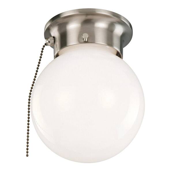 Light Satin Nickel Ceiling, Pull String Light Fixture Home Depot